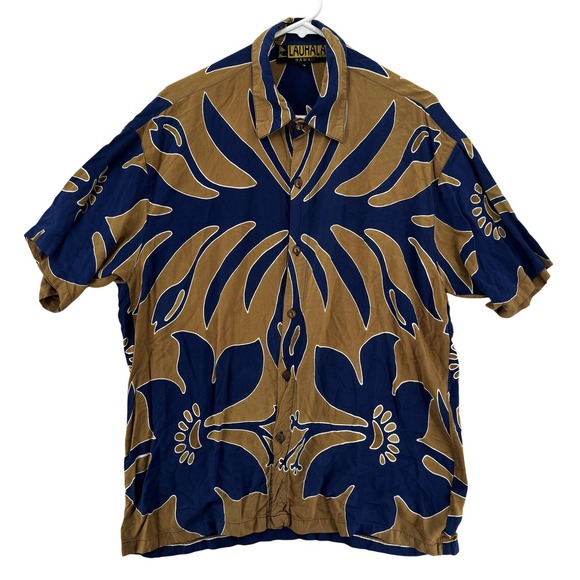 Other - Lauhala Shirt Mens Medium Hawaiian Floral Rayon Button Up Vintage Retro Aloha